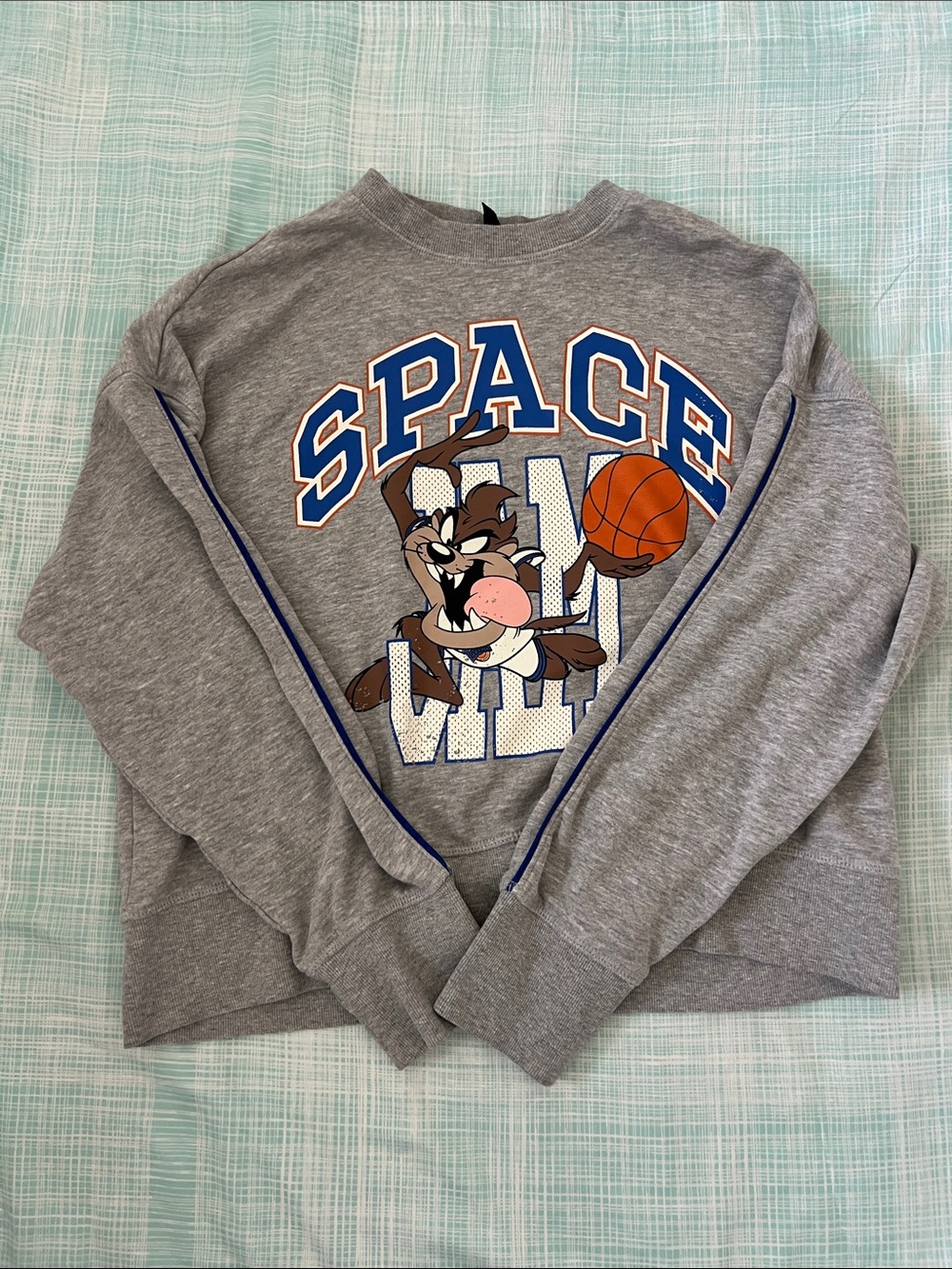 H&M Grey Space Jam Sweatshirt with Blue and Orange Graphic